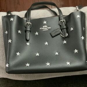 Coach Black Satchel with Silver Star Accents